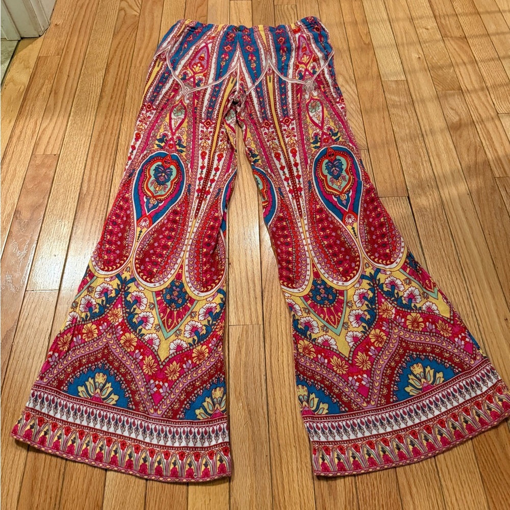 VTG Billabong Red Blue Paisley Pants Casual Comfy Strech bell bottom festival - Picture 5 of 7